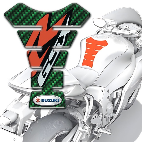 Suzuki Tank Fuse Green Carbon Base REd Gray Logo 