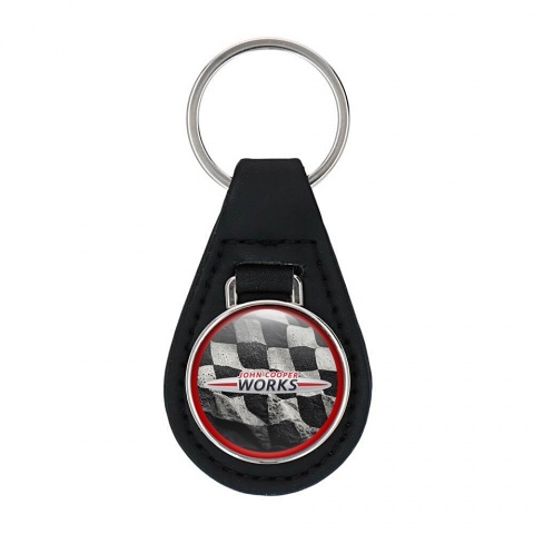 Mini Cooper John Cooper Works Leather Keychain Racing Flag Edition
