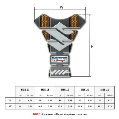 Suzuki Tank Pad Motorbike Copper Honeycomb Motive Design and Big Gray Logo 