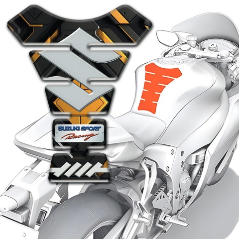 Suzuki Tank Protector Yellow Rhombus Design Sport Racing Style 