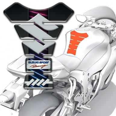 Suzuki Tank Guard Pads Big Gray Logo Sport racing Style 