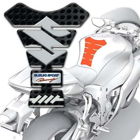 Suzuki Tank Guard Pads Perforated Surface effect Sport racing Style 