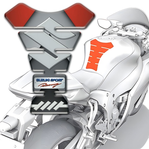 Suzuki Tank Fuse Gray Red Decoration Sport Racing Style 