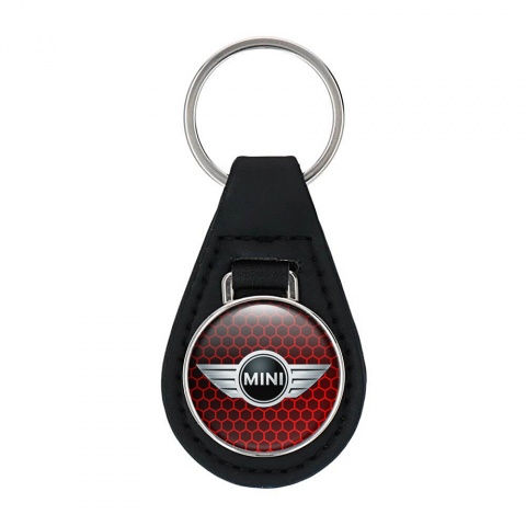 Mini Cooper Key Fob Leather Dark Red Honeycomb Edition