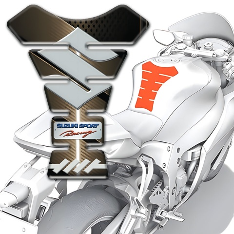 Suzuki Tank Guard Pads Bronze Design Gray Logo 