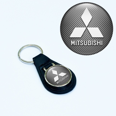 Mitsubishi Key Fob Leather Light Carbon White Classic Edition