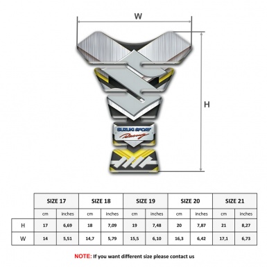 Suzuki Tank Pad Motorbike Silver Yellow Model Edition 