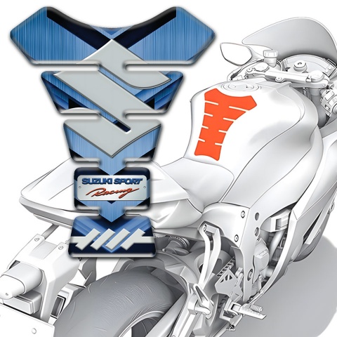 Suzuki Tank Pad Protector Navy Blue Design Gray Logo Style 