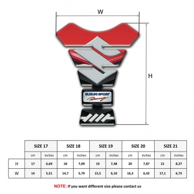 Suzuki Tank Pad Motorbike Red Black background and Big Gray Logo 