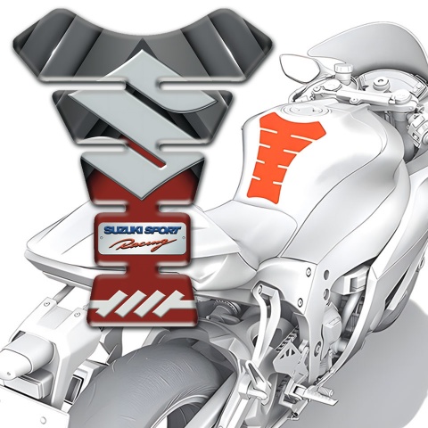 Suzuki Tank Pad Protector Gray Red Style 