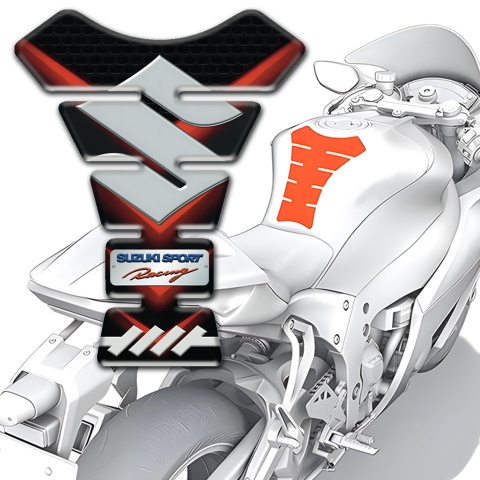 Suzuki Tank Fuse Black with Red V Shape Lights Design 