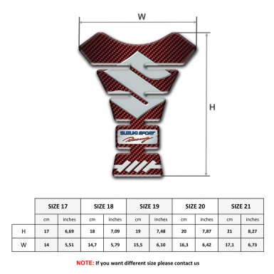 Suzuki Tank Pad Motorbike Model with Red Carbon Design 