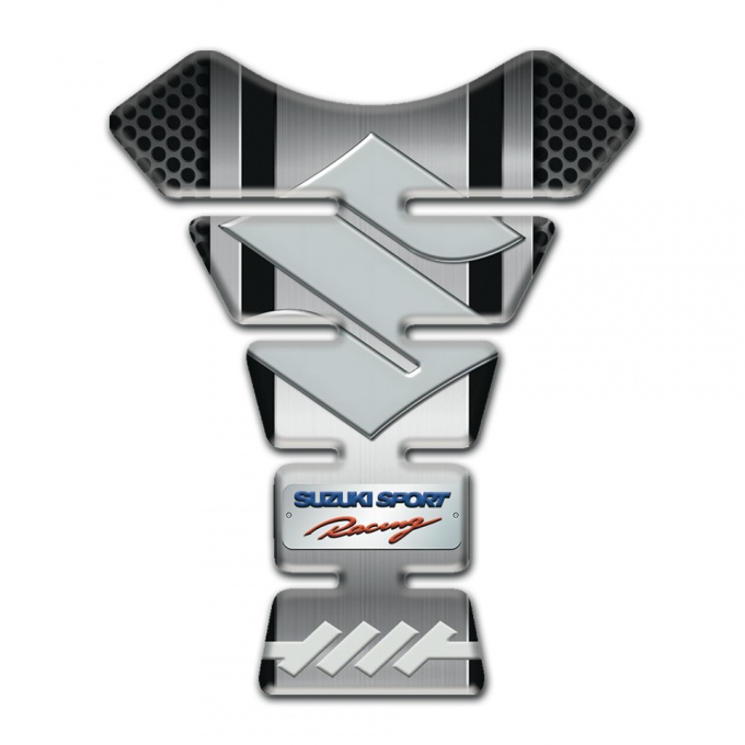 Suzuki Tank Guard Pads Central Metal Style Base Gray Big Logo 