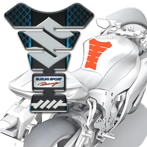 Suzuki  Tank Pad Protector Neon Mesh Base Gray Big logo Style 