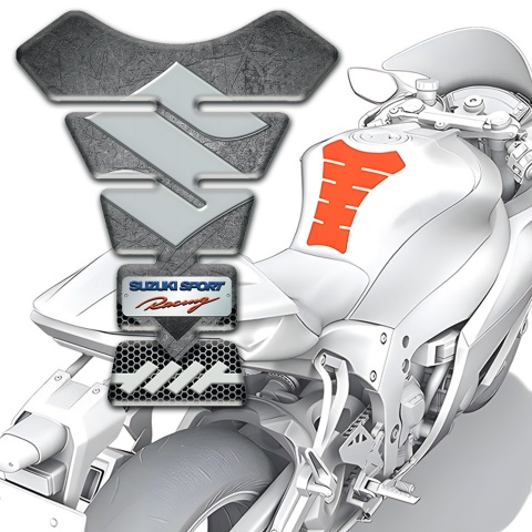 Suzuki Tank Pad Motorbike Marble Effect Base Gray Logo Style 