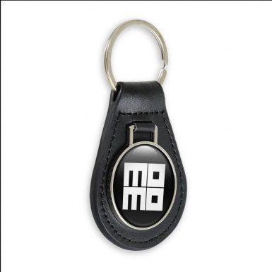 Momo Keychain Leather Black White Square Edition