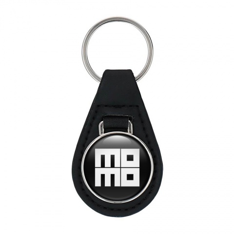 Momo Keychain Leather Black White Square Edition