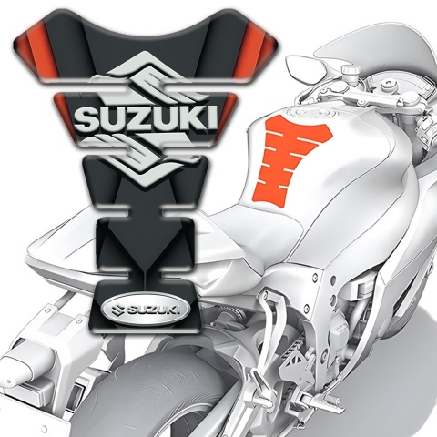 Suzuki Tank Guard Pads Black Orange Decoration Stylish Logo 