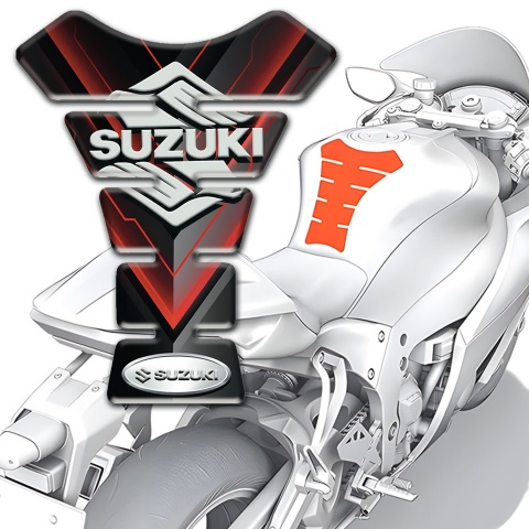 Suzuki Tank Protector Black with Red V Shape Decoration Model 
