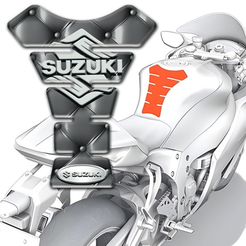 Suzuki Tank Pad Protector Gray Leather Base Stylish Logo