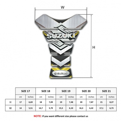 Suzuki Tank Pad Motorbike Silver Yellow base Stylish Logo Design 