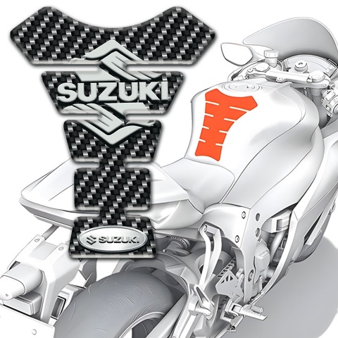 Suzuki Tank Protector Carbon Base Stylish Logo 