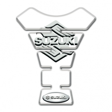 Suzuki Tank Guard Pads White Base Stylish Logo 