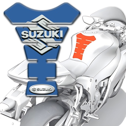 Suzuki Tank Pad Protector Blue Base Classic Logo Design 
