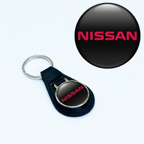 Nissan Key Fob Leather Black Classic Red Edition