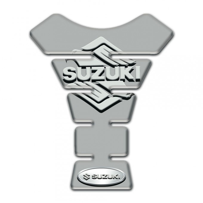 Suzuki Tank Guard Pads Gray Base with Classic Logo 