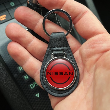 Nissan Keyring Holder Leather Dark Red Black Eclipse Design