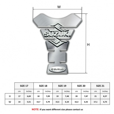 Suzuki Tank Pad Motorbike Silver Base Classic Logo Design 
