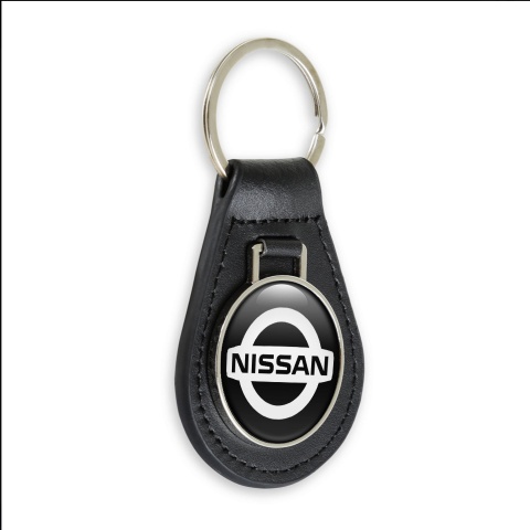 Nissan Keychain Leather Black White Circle Classic