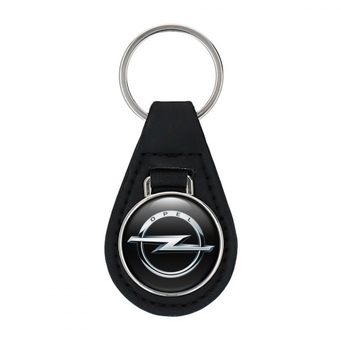 Opel Leather Keychain Black Metallic Tint Logo