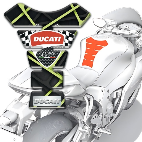Ducati Tank Protector Black with Green Lines Design 