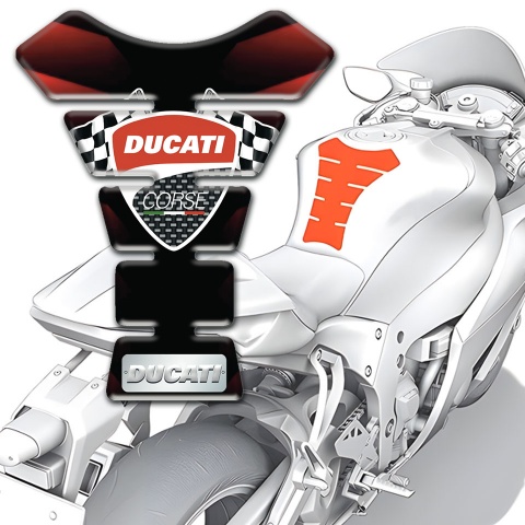 Ducati Tank Protector Mixed Black Red Base Style and Flags logo 