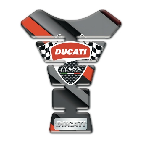 Ducati Tank Pad Protector  Orange Gray Diagonal Patterns Style 