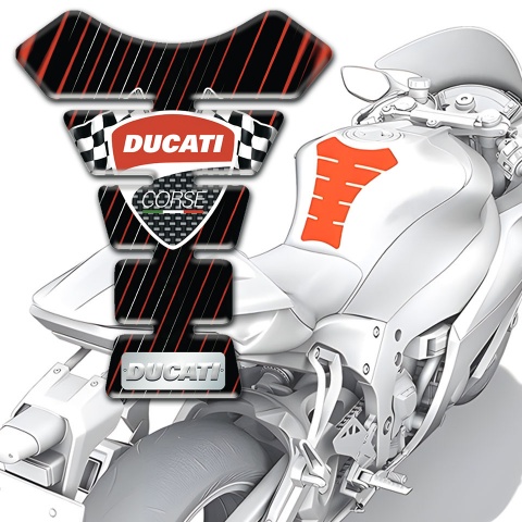 Ducati Tank Pad Motorbike Black Base with Red Blue Stripes 