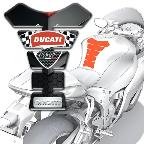 Ducati Tank Pad Motorbike High End Model with Flags Logo Style 