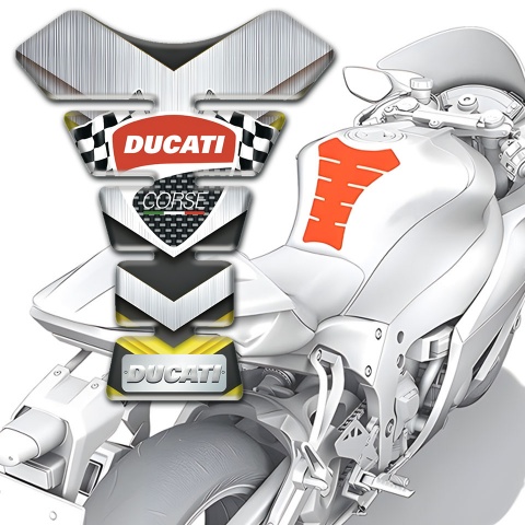 Ducati Tank Pad Protector Silver Yellow Style 