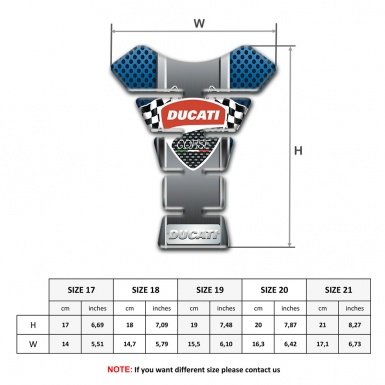Ducati Tank Pad Protector Perforated Blue Base with Chromed Center Panel 