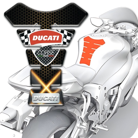 Ducati Tank Pad Motorbike Crossed Orange Lights style 