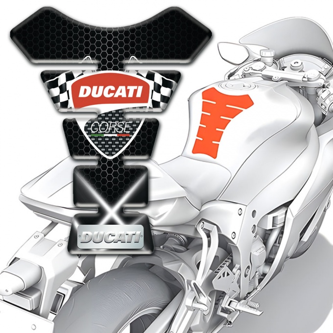 Ducati Tank Protector Crossed White Lights Style | Tank Protectors ...