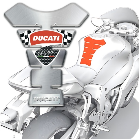 Ducati Tank Pad Motorbike Silver Design Flags logo