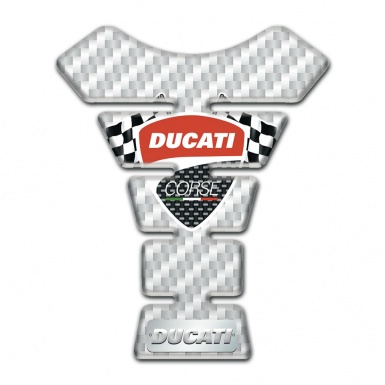 Ducati Tank Pad Protector White Carbon Design with Flags Logo 