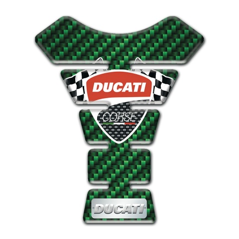 Ducati Tank Fuse Green Carbon Design and Flags Logo