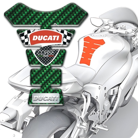 Ducati Tank Fuse Green Carbon Design and Flags Logo