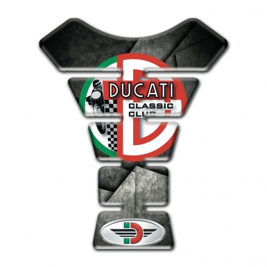 Ducati Tank Guard Pads Mixed Gray Black base and Classic Club Style 