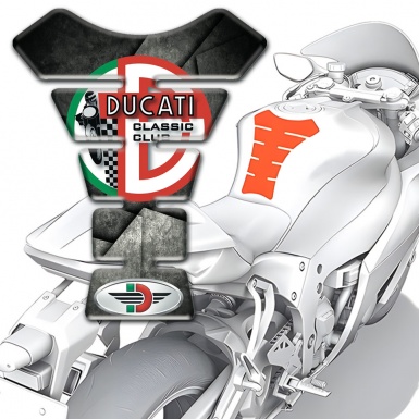 Ducati Tank Guard Pads Mixed Gray Black base and Classic Club Style 