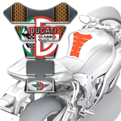 Ducati Tank Fuse Copper Honeycomb Base Style Classic Club Logo 